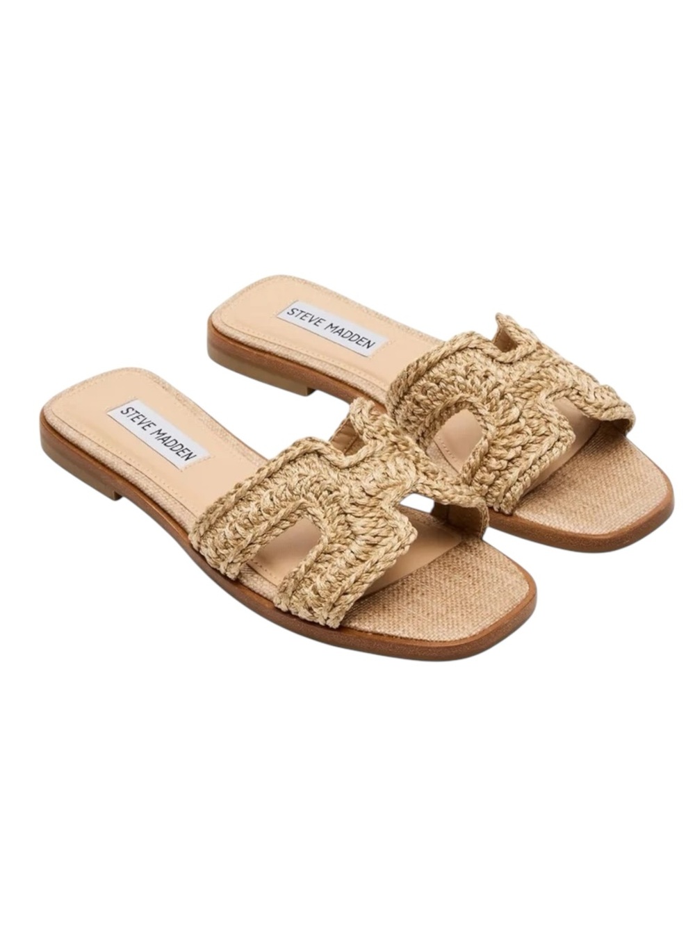 Steve Madden Hadyn Crochet Raffia Slide Sandals Size 8.5 NWOB